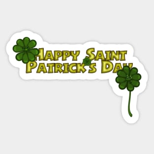 Happy Saint Patrick's Day Greetings with Flirty Shamrocks Sticker